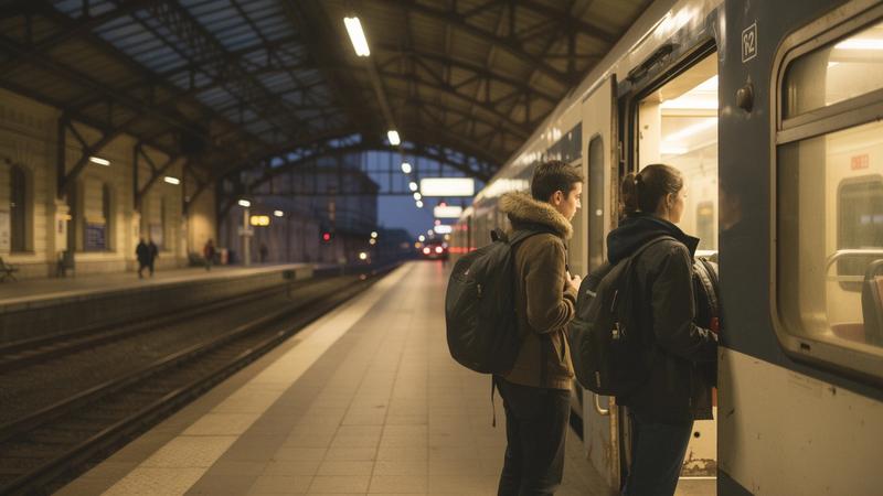 Evening light on the platform at Krakow Glowny station